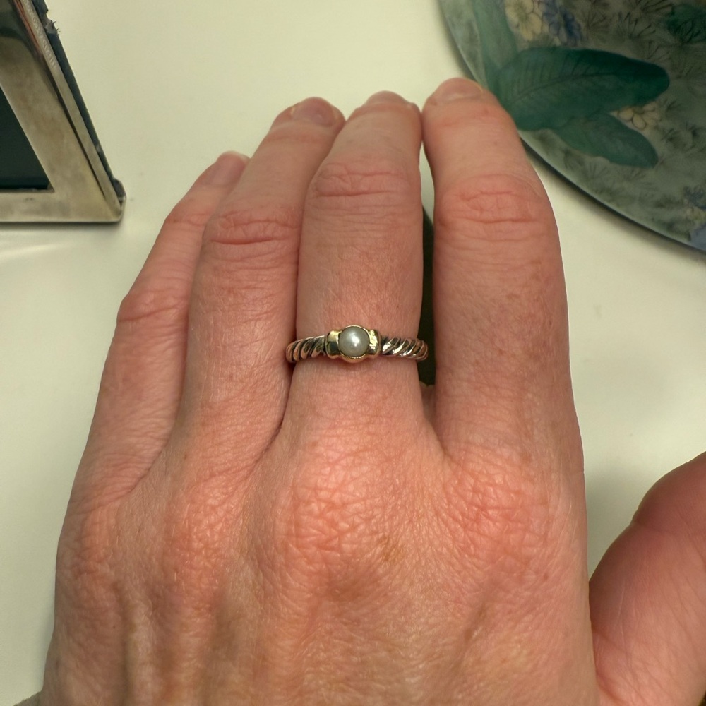 David Yurman Gold and Silver Pearl Ring